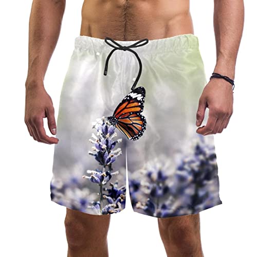 Maillots de bain pour hommes séchage rapide à motif fleur papillon