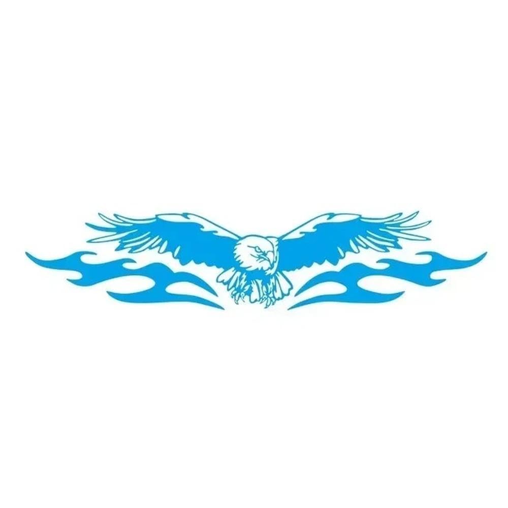 3pcs The Eagle Fire Totems Car Sticker DIY Hood Vinyl Decals Accessories Sports Wings Car Racing Stripes(Blue,80X25CM)