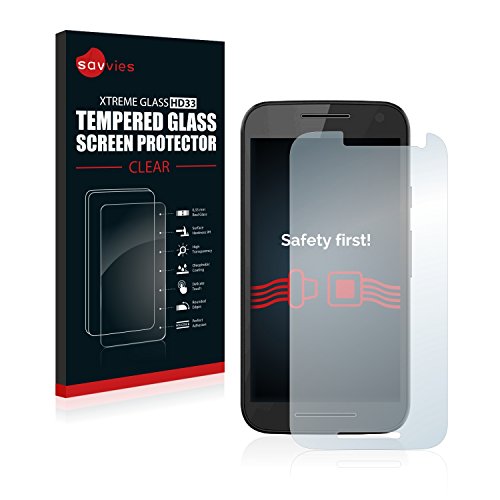 savvies Cristal Templado Compatible con Motorola Moto G3 / G 3. Generation Protector Pantalla Vidrio Proteccion 9H Pelicula Anti-Huellas