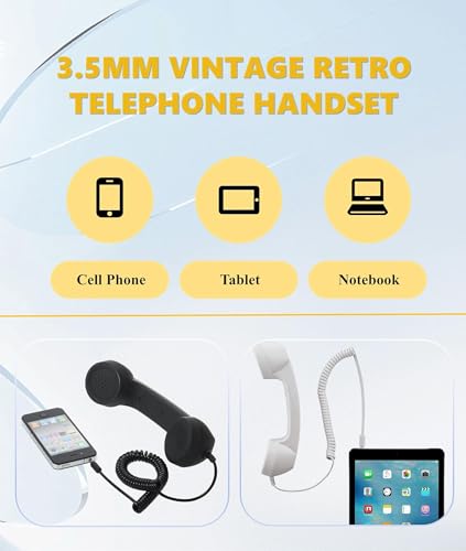 Image of Retro Handset for Mobile Phone, Telephone Receiver for Mobile with Classic Design, Ergonomic Solution for Long Calls, 3.5mm Jack Compatible
