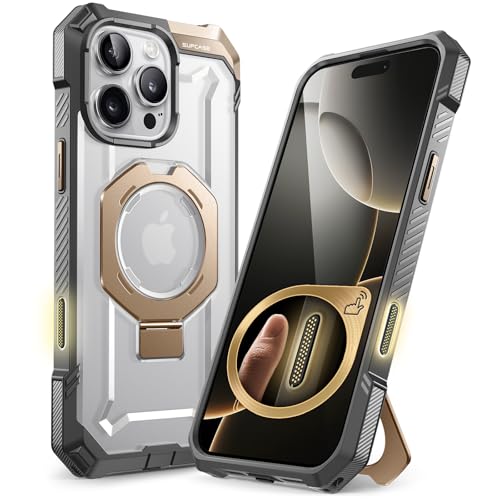 Image of SUPCASE for iPhone 16 Pro Case with Camera Control Capture Button (Unicorn Beetle Grip), [Compatible with MagSafe] Heavy Duty Rugged Magnetic Stand Phone Case for iPhone 16 Pro 6.3'' 2024, Desert /Gold