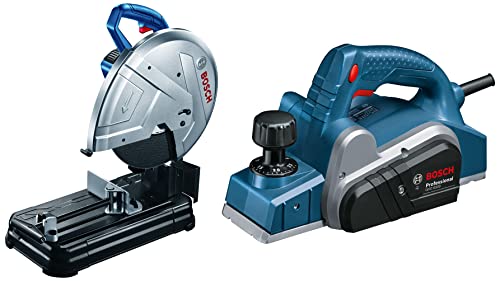 Image of Bosch 0601B373F0-GCO220 2200-Watt 14-inch Chop Saw Machine (Blue) & GHO 6500 Professional Planer