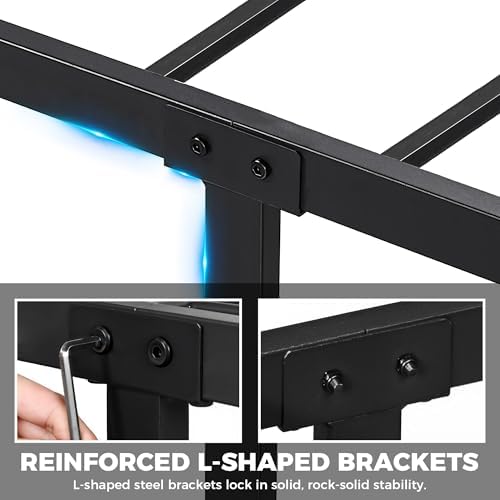 Classic Metal Bed Frame, King Bed Frame with Victorian Vintage headboard, Footboard and Under Bed Storage,Easy Assembly, No Box Spring Needed, 12.6 Inch, Black - 5