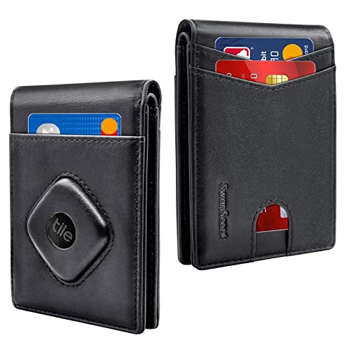 Wallet for Tile Mate (2022), Cash Pocket Version, RFID Blocking Genuine Leather Bifold Wallet with Gift Box (Not Include Tracker)