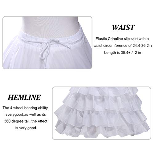 Meilimiyu Full Shape Hoop Skirt 5 Ruffles Layers Ball Gown Petticoat Underskirt Slip For Wedding Dress Adjustable Waist #TOP2