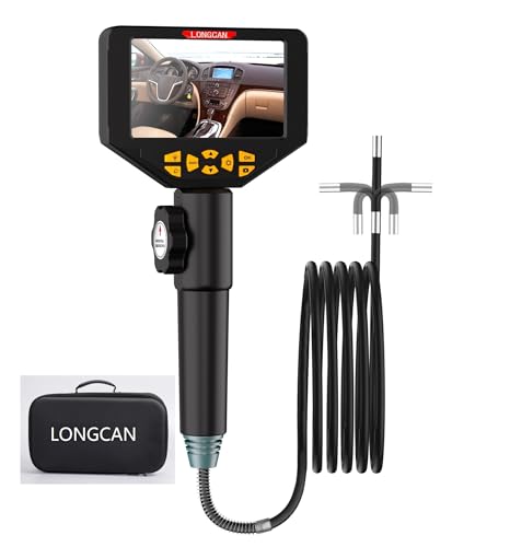 Two-Way Articulating Borescope, LONGCAN Industrial Endoscope with 0.33in Articulated Snake Camera, Video Inspection Scope with Light for Automotive Aircraft Mechanics- 3.3FT