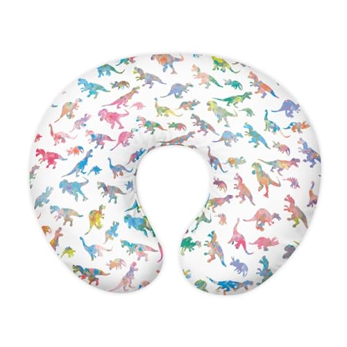 GOSTONG Nursing Pillow Cover with Colorful Dinosaur Pattern Stretchy Breast Feeding Pillow Covers Soft & Skin-Friendly Remoable Nursing Support Pillow Slipcover