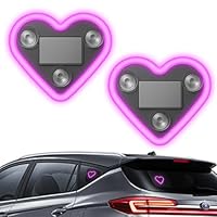 Ambientebeleuchtung fürs Auto, 2 Stück Solar Herz LED Neonlichter, Kabellose Solar Herzlichter mit 5 Beleuchtungsmodi und Vibrationssensor für Autoinnenraum, Schlafzimmer, Partys (Rosa)
