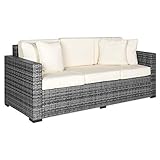 Best Choice Products 3-Seat Outdoor Wicker Sofa Couch Patio Furniture w/Steel Frame and Removable Cushions - Gray