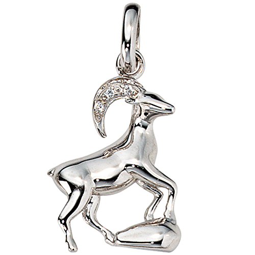 Jobo Sternzeichen-Anhänger Steinbock aus 925 Sterling Silber mit Zirkonia
