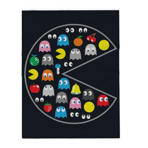 Collectibles Pac-Man Retro Bedding Super Soft Cozy Plush Throw, 46 in x 60 in, (Officially Licensed Product) by Franco