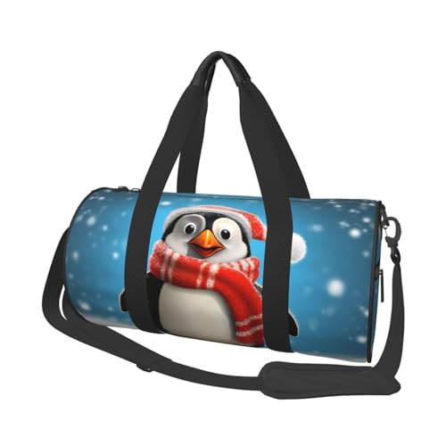 Travel Duffle Bag Weekender Bags For Men Women With Shoe Compartment Large Capacity Weekender Overnight Bag Christmas Funny Penguin Carry On Tote Bags Sport Gym Bag For Travel Yoga