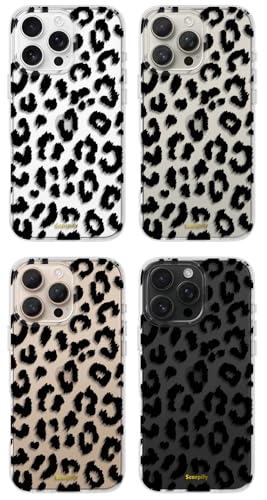 Coque iPhone 16 Pro Max transparente jolie coque anti-chute motif léopard