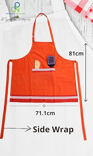 Image of Kitchen Apron for Women & Men | 100% Cotton | Cooking Apron with Big utility Pocket | Adjustable neck strap | Free Size | Kitchen Utensils Accessory