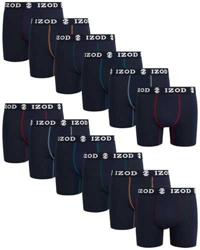 IZOD Men's Boxer Briefs - 12 Pack Ultrasoft Performance Mens Underwear Boxers - Breathable Active Sport Boxers for Men (S-XL)