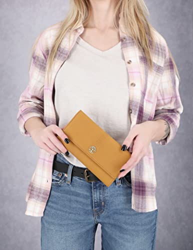 Image of Timberland Women's Leather RFID Flap Wallet Clutch Organizer, Wheat (Nubuck), One Size