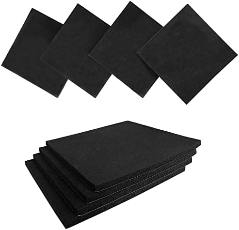 8 Pcs Black Adhesive Foam Pads Closed Cell Foam Sheets 1/8" Thick X 6" X 6"
