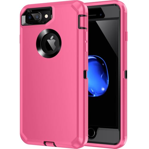 Mieziba for iPhone 8 Plus/7 Plus Case,[Built in Screen Protector] Heavy Duty Shockproof Dust/Drop Proof [3 Layers] Full Body Protection Rugged Cover Case for iPhone 8+/7+,Pink/Black by Mieziba - Used condition - US$7.69