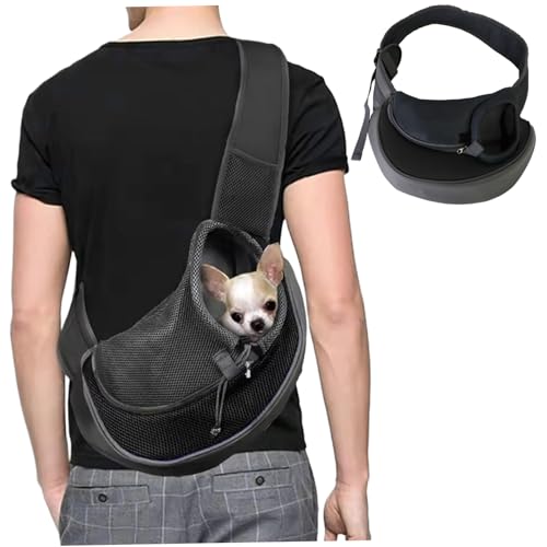 Xoeryoy Dog Sling, Breathable Mesh Dog Carrier Sling, Adjustable Puppy Carrier with Zipper and Drawstring for Weight Within 5kg Pet &&