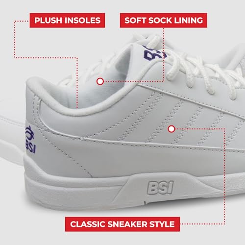 BSI Youth Girls 433 Sport Bowling Shoe - Lightweight Leather Shoes with Cushioned Support, White, Kids3