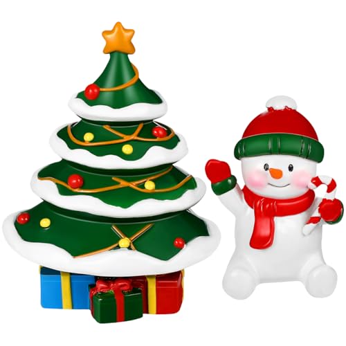 POPETPOP 2Pcs Christmas Aquarium Decorations- Resin Fish Tank Christmas Tree Snowman Decoration Micro Landscape Ornaments for Holiday Fish Tank Supplies Table Decor