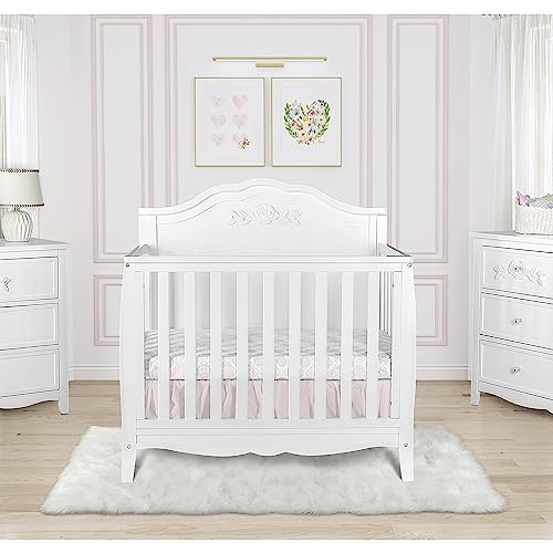 Sweetpea Baby Rose 4-In-1 Convertible Mini Crib In White, Jpma Certified Baby Crib, Non-Toxic Finish, New Zealand Pinewood, With 3 Mattress Height Settings #TOP2
