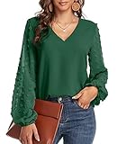 Produkteigenschaften: V-Ausschnitt, Chiffon stoff, Solide siwss dot perspektivische Ärmel, Gummi plissierte manschetten, Pullover shirt