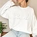 YANGCUSDOM Bride Sweatshirt，Engagement Gift-Bride Crewneck Sweatshirt，Wedding Gift，Made With Puff Craft (US, Alpha, X-Large, Regular, Regular) White