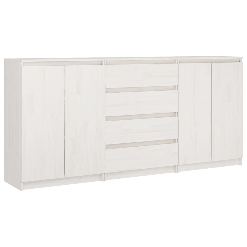 vidaXL 3X Madera Maciza de Pino Armario Auxiliar Lateral Auxiliar Alacena Entrada Sala de Estar Almacenaje Organizador Salón Mueble Blanco