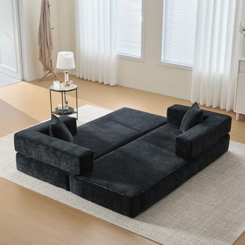 Canapé-Lit 2 Places Chenille Modulable Rangement EURHCIO