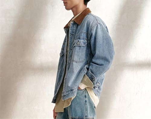 Veste en jean rétro ample homme : le confort d'un blouson à simple boutonnage