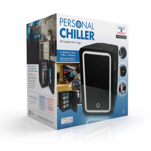 Personal Chiller 6L Mini Fridge Warm Or Cooler – Portable Led Fridge For Makeup, Skincare, Snacks, & More – Mini Fridge For Bedroom Vanity With Lighted Glass, Black #TOP5