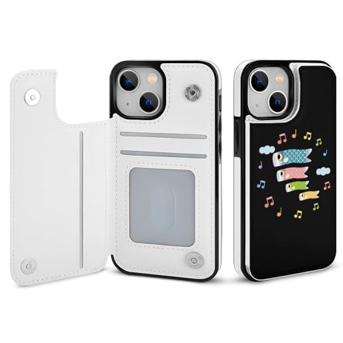 適用 iPhone12Pro用ケース 手帳型 音符とこいのぼりの親子 スマホケース カード収納 スタンド機能 アイフォン12Proケース 耐衝撃 PUレザー カバー 財布型 Case