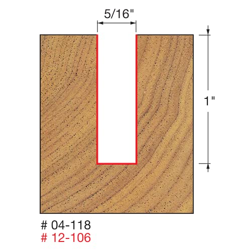Freud 04-118: 5/16" (Dia.) Double Flute Straight Bit With 1/4" Shank,Red #TOP16