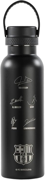 Safta F.C. Barcelona Black Thermosflasche, Edelstahl, doppelte Isolierung, 12 Stunden Heißgetränk und 24 Stunden Kaltgetränke, 7,3 x 25 cm, 600 ml, Schwarz, M, Casual