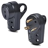 30 Amp RV Plug Set, Male & Female 30A/125V Replacement Plugs with Pull Handle – Heavy-Duty Heat-Resistant Housing, Fits Standard TT-30P RV Power Cords (55245)