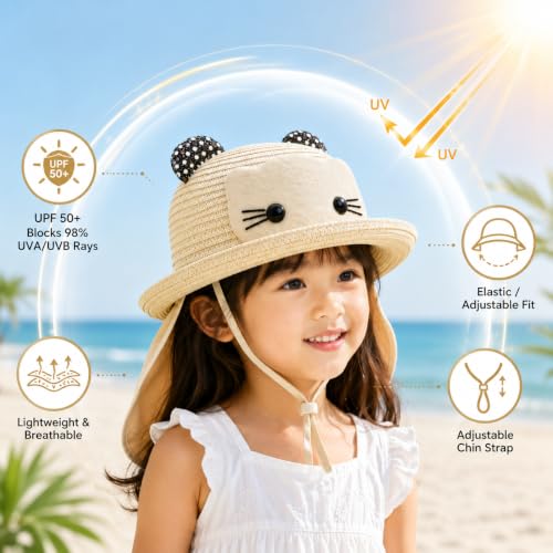Image of VRITRAZ Baby Boy's and Girl's Kids Children Cute Printed Cartoon Gift Summer Fancy Dress Straw Fasion Hat Cap 1