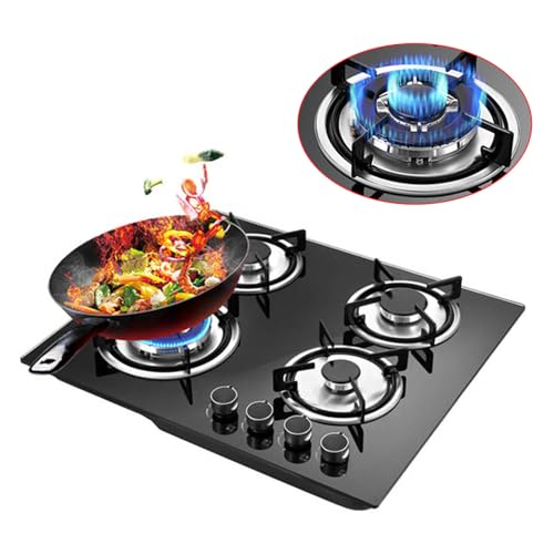 30Inch Gas Cooktop Stove Top, Gas Cooktop Countertop 5 Burner Tempered Glass Cooktop Built in Natural Gas/LPG Stove for Home Kitchen Tempering Easy Cleaning