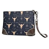 Materiale di alta qualità: realizzata in pelle di qualità con una finitura liscia, questa pochette da donna vintage con stampa teschio Bull combina un look raffinato con praticità. La robusta cerniera in metallo mantiene gli oggetti essenziali al sicuro, rendendolo uno dei portafogli in pelle più versatili per le donne