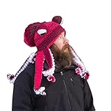 XKCL Knitted Winter Hat, Octopus Squid Hat - Octopus Costume Hat (Rose red)