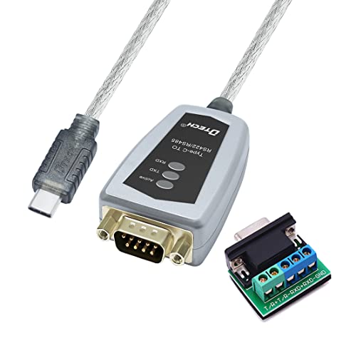 Image of DTech FTDI USB to Serial Adapter RS485 RS422 to USB C Cable with Breakout Board LED Indicators RS-422 RS-485 Cable Converter Supports Windows 11 10 8 7 XP Mac (6 Feet)