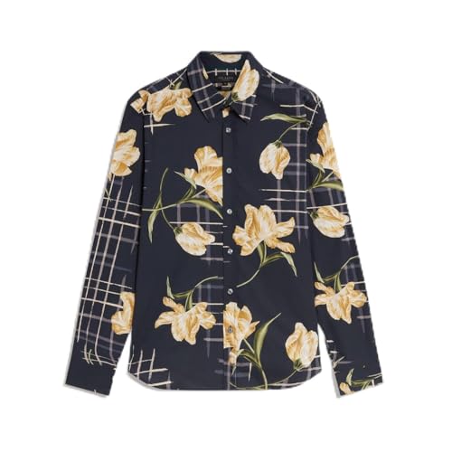 Ted Baker Mens LS Print Shirt Long Sleeve Navy 4