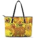 ENLACHIC Women Van Gogh Tote Bag Pu Leather Top Handle Adjustable Satchel Handbags Shoulder Bag,Fifteen Sunflowers 1