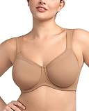 HSIA Bras for Women Minimizer Full Coverage Plus Size Tshirt Convertible Bra Unlined Underwire Seamless Cups with Mesh Dark Beige 38DD