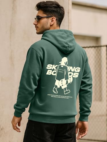 Image of Veirdo Polycotton Spun Oversized Fit Drop Shoulder Hooded Sweatshirt Full Sleeves Back Graphic Printed Jumper Hoodie for Men (Available Sizes: S to 3XL)