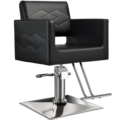 Hairdresser Barber Salon Chair - Comfortable Sitting，330 Lbs - with Heavy Duty Hydraulic Pump，360° Swivel Adjustable Spa Beauty Equipment，Hair Stylist Women Man for Barbershop (Premium Black)