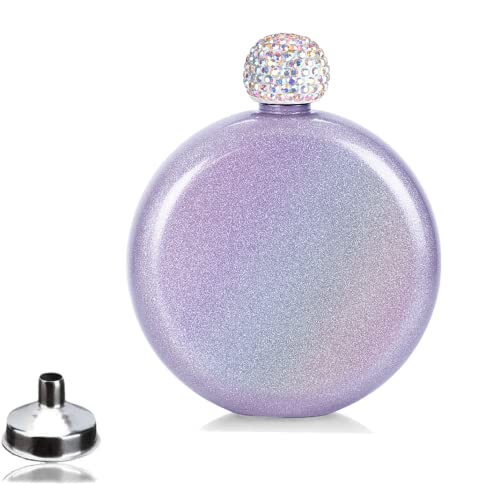 Stainless Steel Lady Hip Flask 5 oz with Glitter Coating