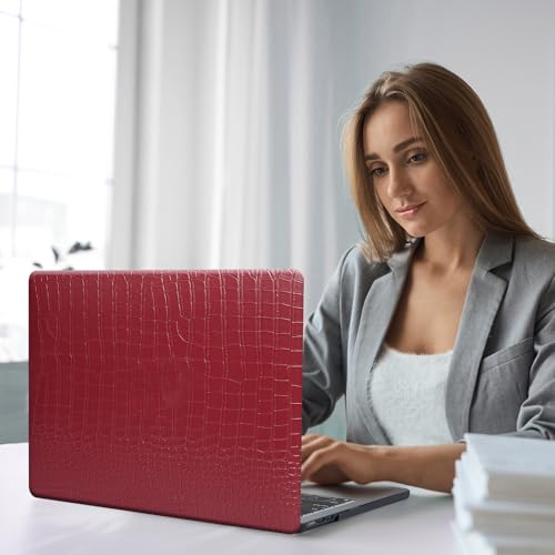 Funut Crocodile for MacBook Pro 14 inch Case M5 2026 M4 2025 M3 M2 M1 2024-2021 A3427 A3426 A3434 A3112 A3185 A3401 A2918 A2992 A2779 A2442, Aligator PU Leather Hard Shell &Keyboard Cover, Red by FUNUT - Image 5