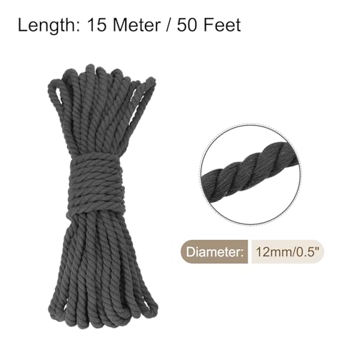Corde macramé coton 3 brins noir 50 pieds pour créer vos projets d'artisanats suspendus - 3