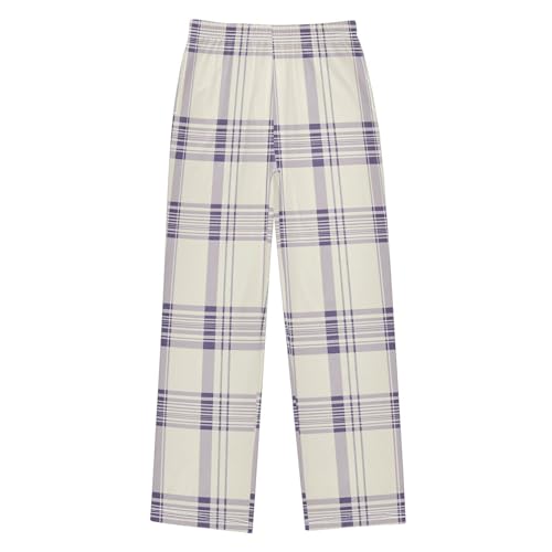 Pajama Bottoms, Pajamas Long Pant Retro Purple Plaid Lounge Wear Casual Sleep Pants Soft Pjs Sleepwear